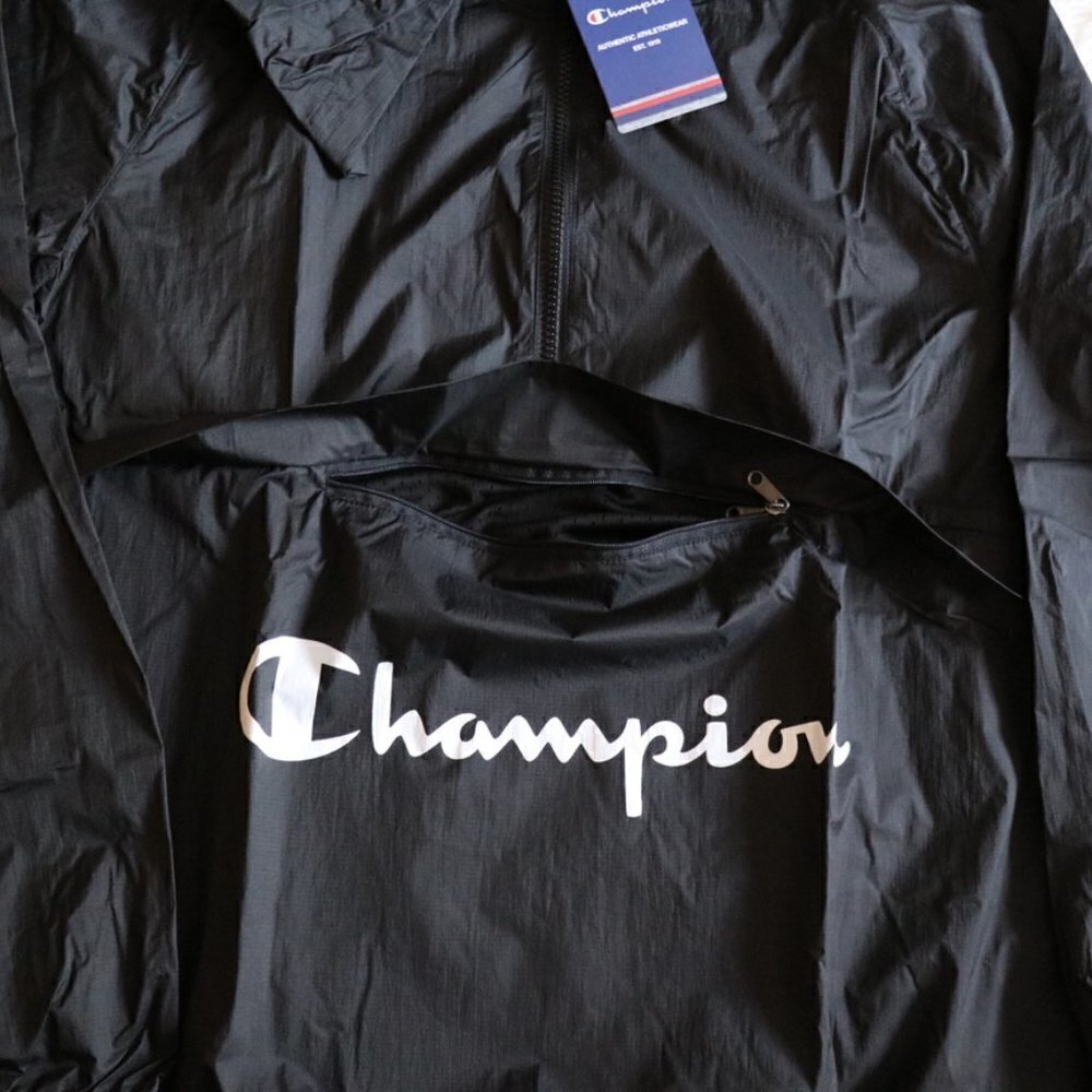 NEW Champion Black Oversized Wind Breaker Jacket Small - Picture 2 of 6